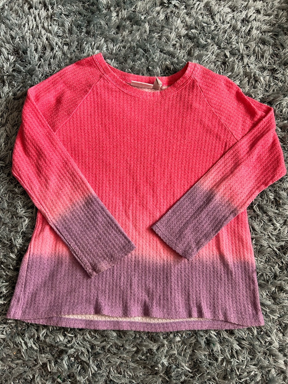 Place Pink And Purple Ombré Waffle Knit Long Sleeve Top Shirt